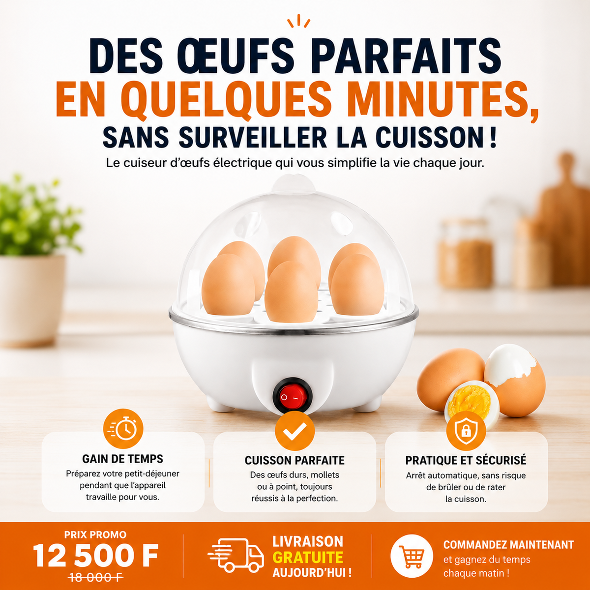 Cuiseur à œufs multifonction – Mini machine petit-déjeuner à cuisson rapide